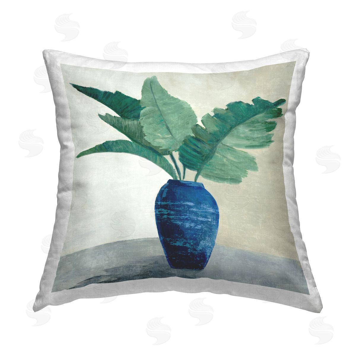 Jacob Q Fan Palms in Vase Printed Plush Polyester Throw Pillow