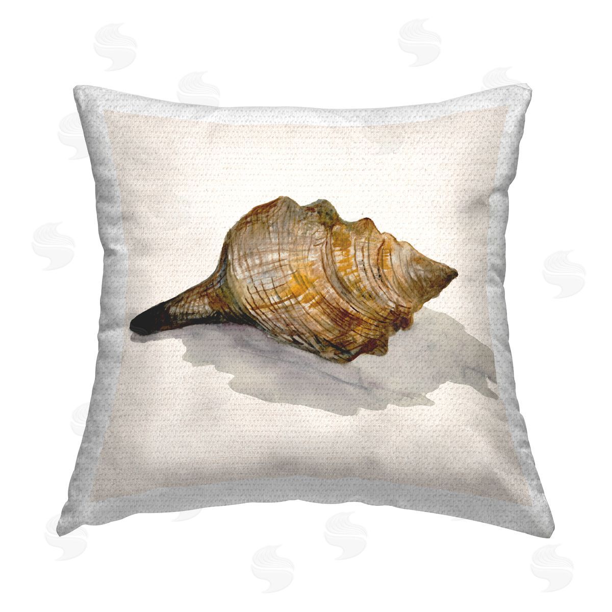 Jacob Q Conch Shell on Beige Outdoor Quick-Dry Polyester Printed Throw Pillow