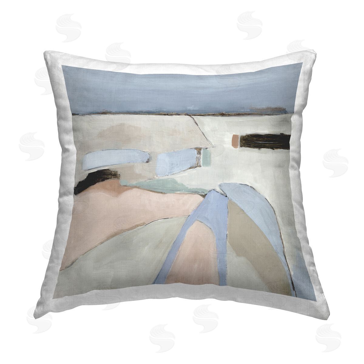 Jacob Q Organic Neutral Landscape Printed Plush Polyester Throw Pillow