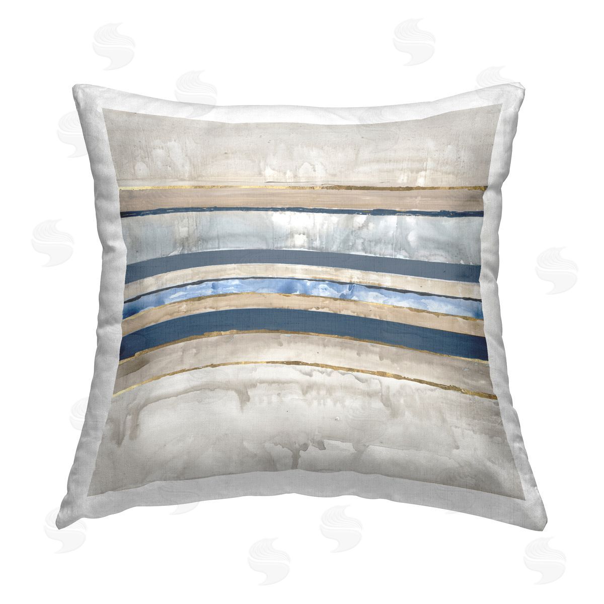 Lera Nautical Tone Stripes Printed Plush Polyester Throw Pillow