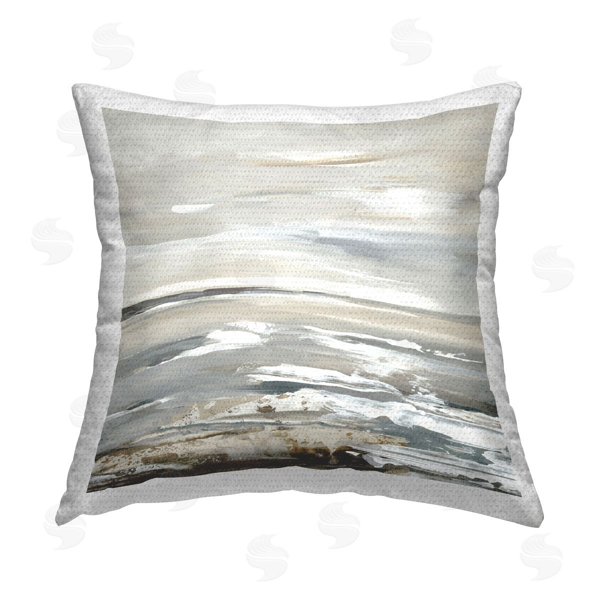 Lera White Waves Impression Outdoor Quick-Dry Polyester Printed Throw Pillow