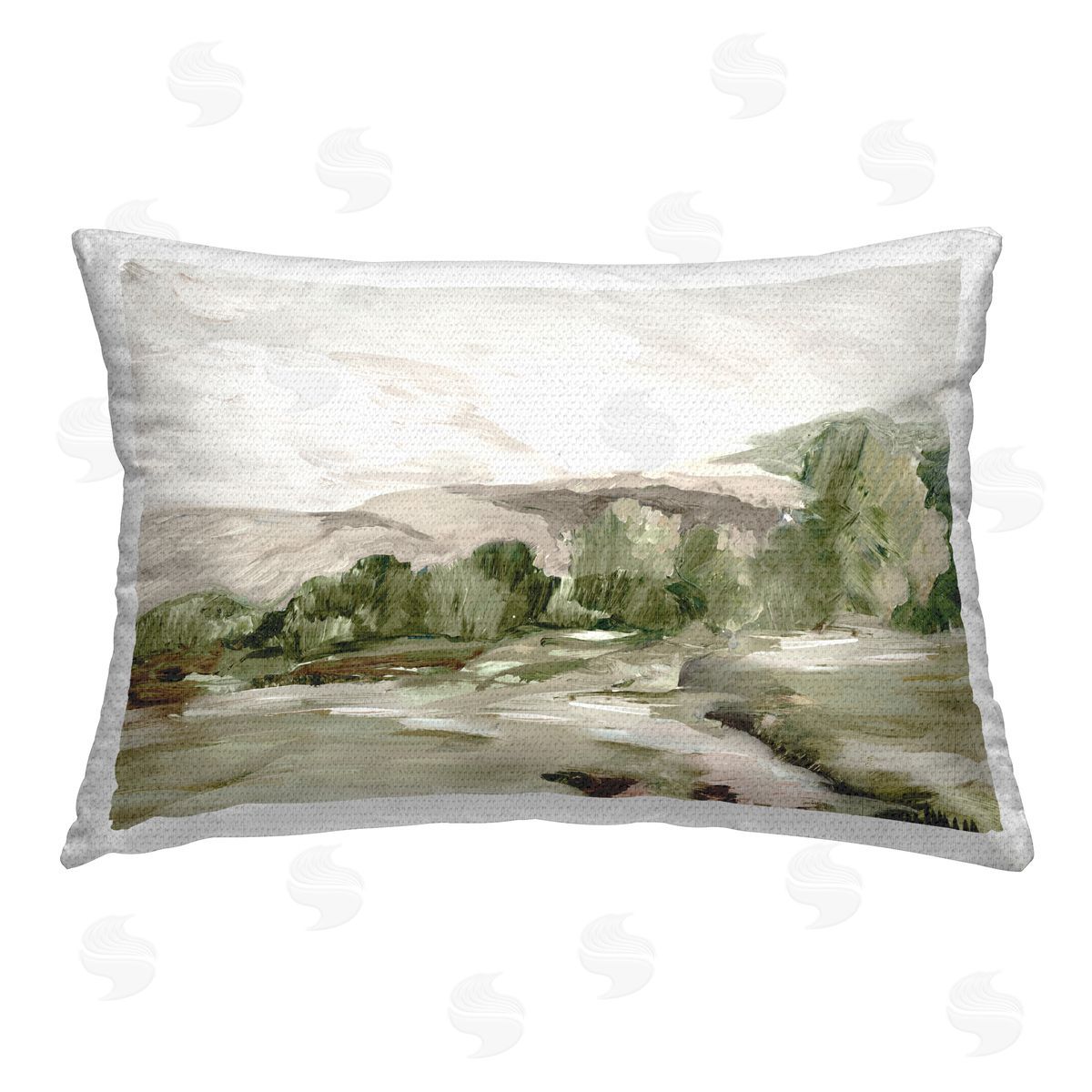 Lera Tree Line From Afar Outdoor Quick-Dry Polyester Printed Throw Pillow