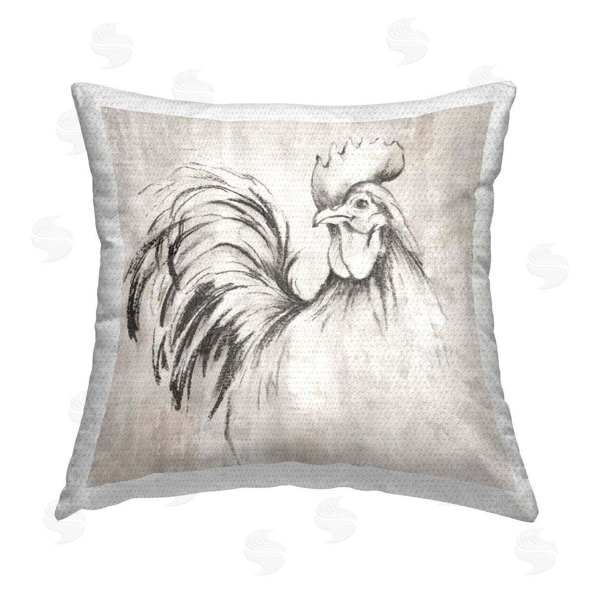 Eli Jones Rooster Sketch Impression Outdoor Quick-Dry Polyester Printed Throw Pillow
