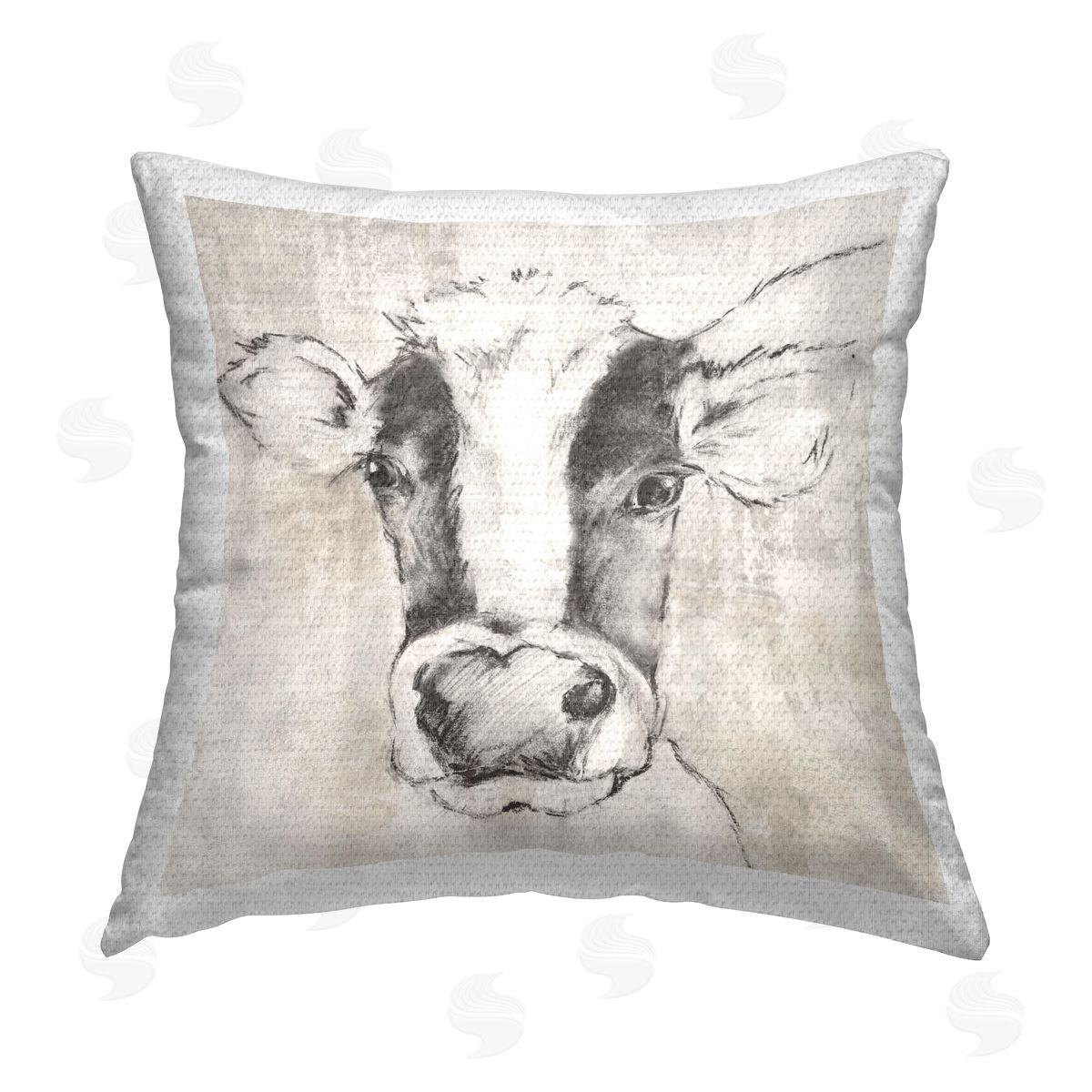 Eli Jones Cow Sketch Impression Outdoor Quick-Dry Polyester Printed Throw Pillow