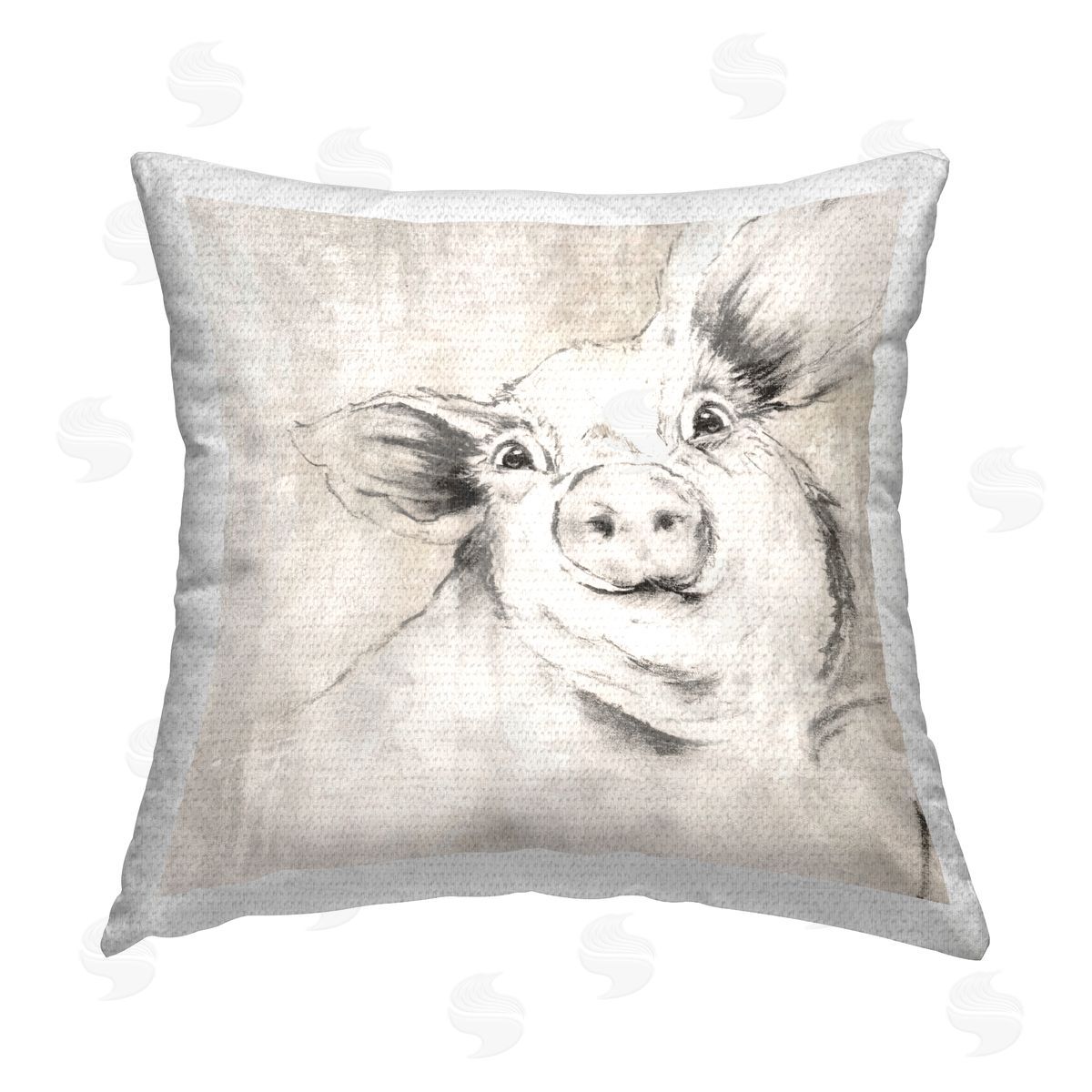 Eli Jones Pig Sketch Impression Outdoor Quick-Dry Polyester Printed Throw Pillow