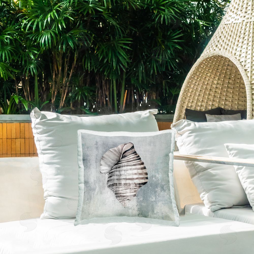 Eli Jones Organic Twisted Seashell Outdoor Quick-Dry Polyester Printed Throw Pillow in Back Yard