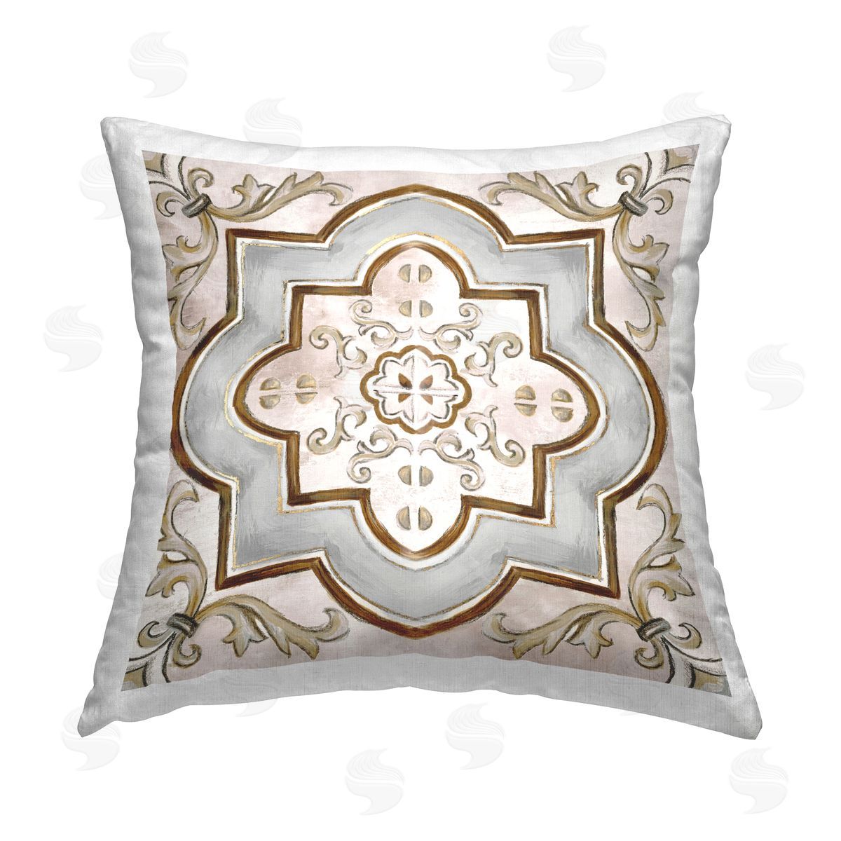 Eli Jones Traditional Symmetrical Tile Printed Plush Polyester Throw Pillow