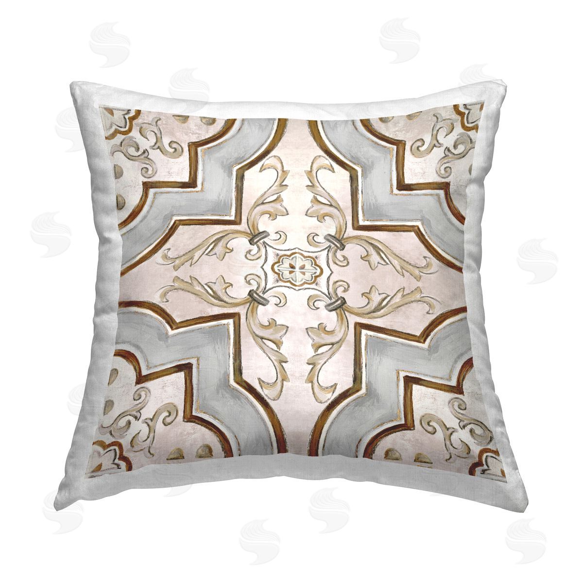 Eli Jones Classic Symmetrical Tile Printed Plush Polyester Throw Pillow