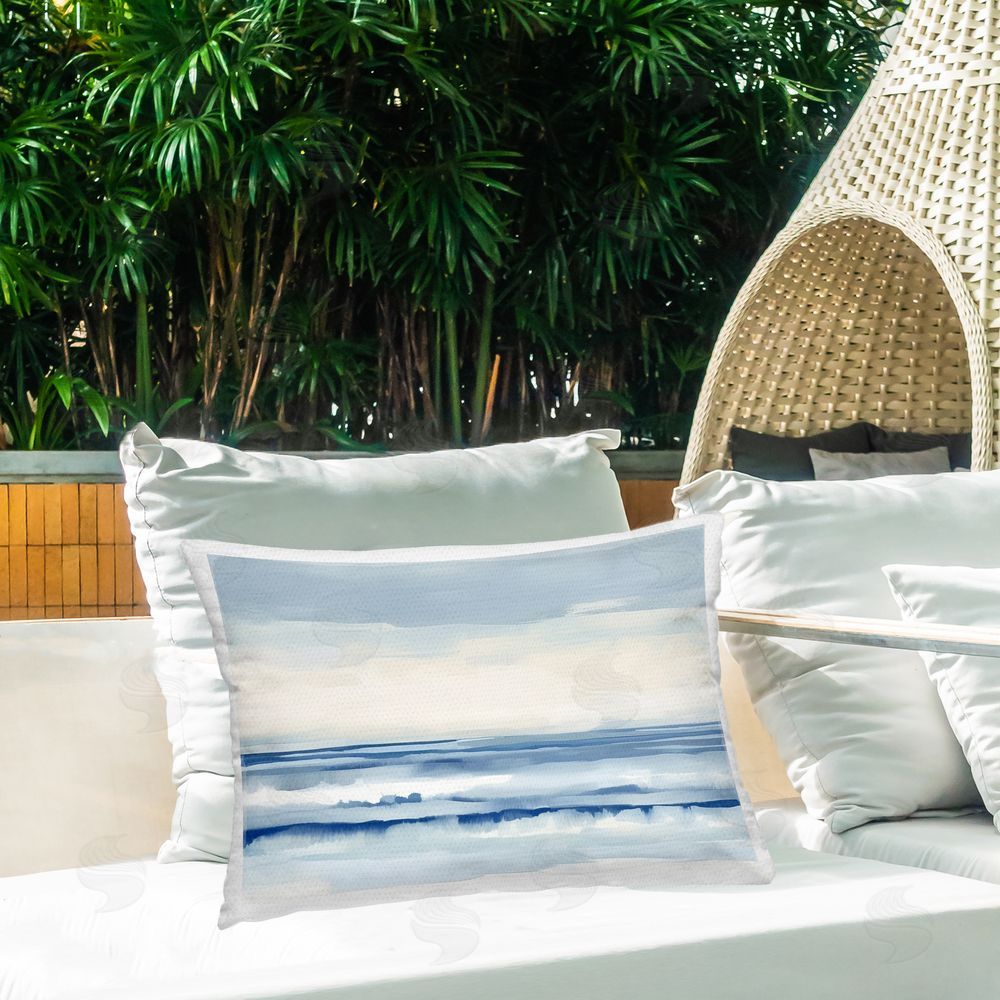 Irena Orlov Abstract Layered Beach Waves Outdoor Quick-Dry Polyester Printed Throw Pillow in Back Yard