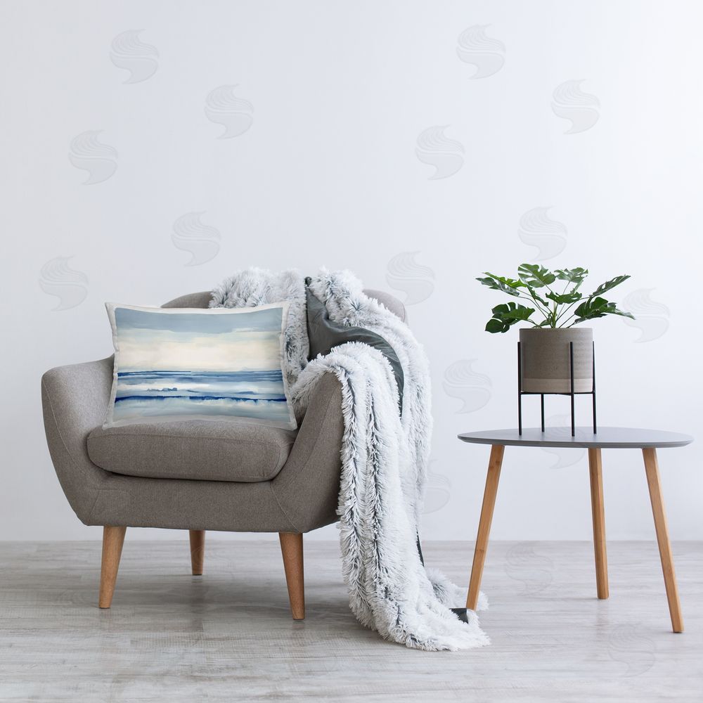Irena Orlov Abstract Layered Beach Waves Printed Plush Polyester Throw Pillow On Chair
