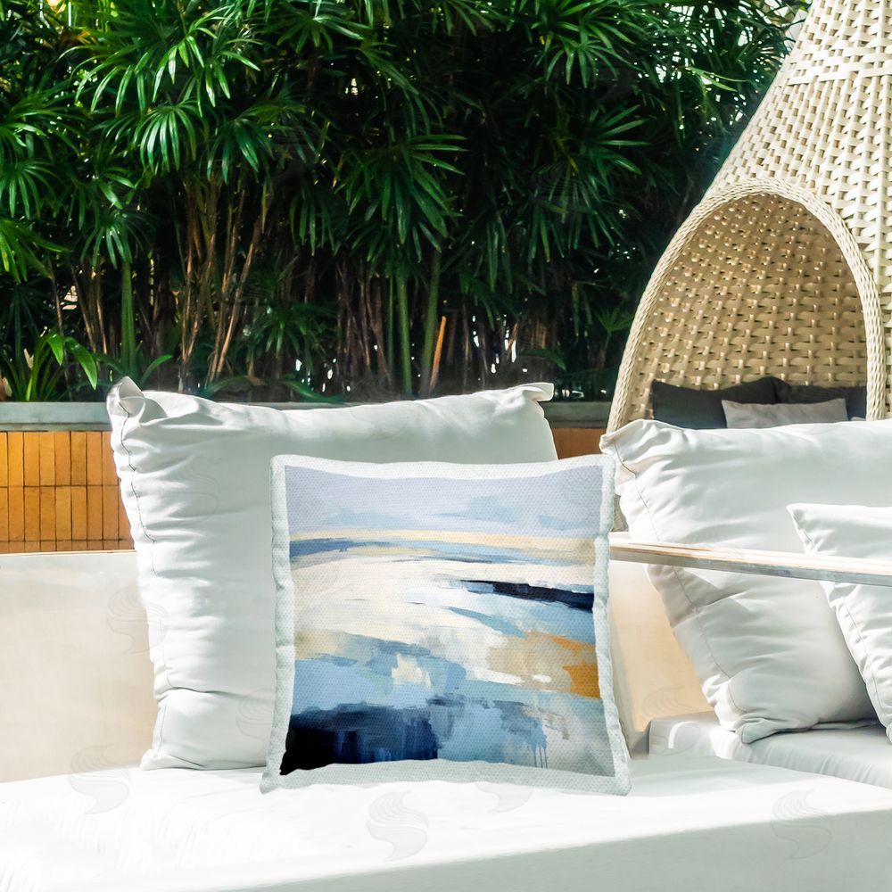 Irena Orlov Energetic Flowing Terrain Outdoor Quick-Dry Polyester Printed Throw Pillow in Back Yard