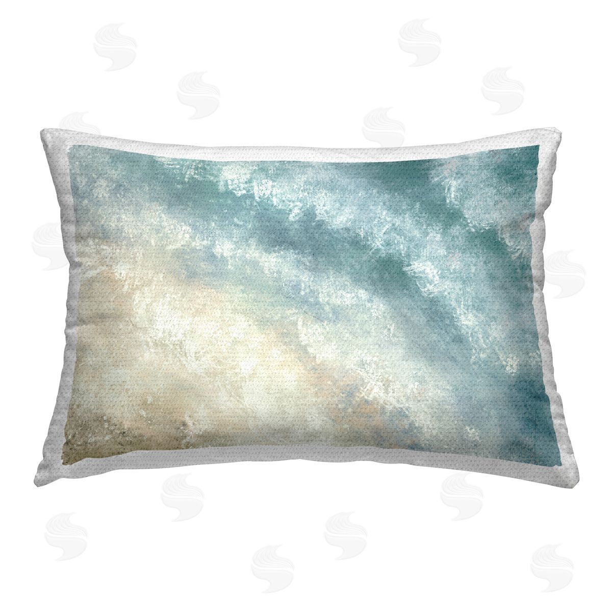 J:L Design Aerial Shore Foamy Waves Outdoor Quick-Dry Polyester Printed Throw Pillow