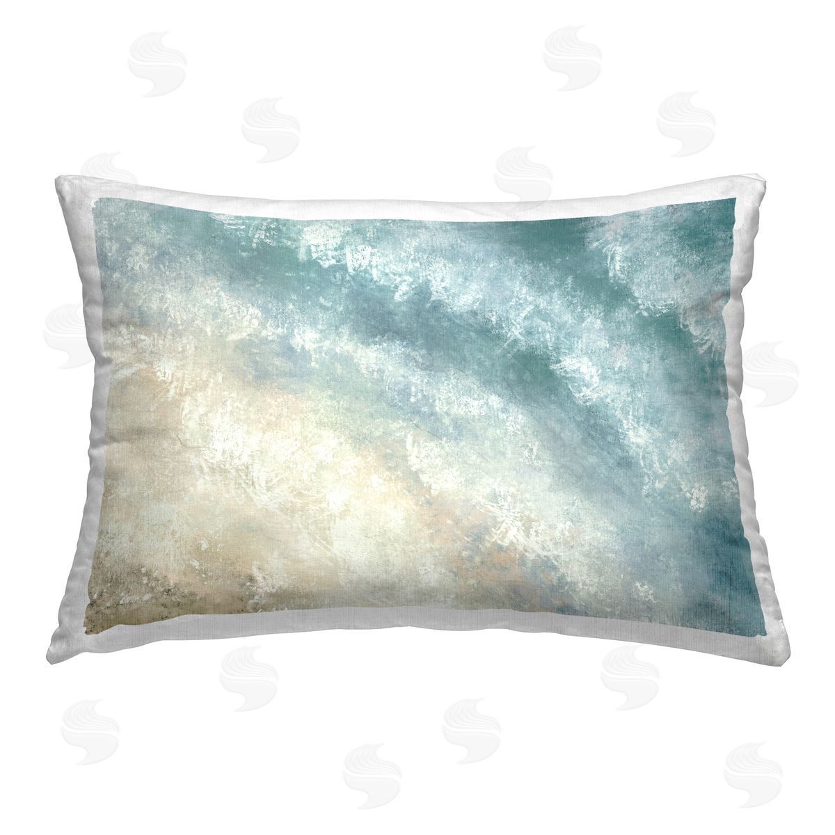 J:L Design Aerial Shore Foamy Waves Printed Plush Polyester Throw Pillow