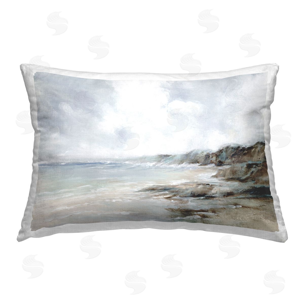 Luna Mavis Classic Shoreline Cliffs Printed Plush Polyester Throw Pillow