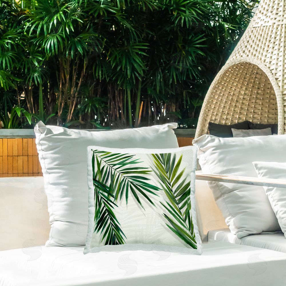 Hannah Dawson Restful Palms with Shadows Outdoor Quick-Dry Polyester Printed Throw Pillow in Back Yard