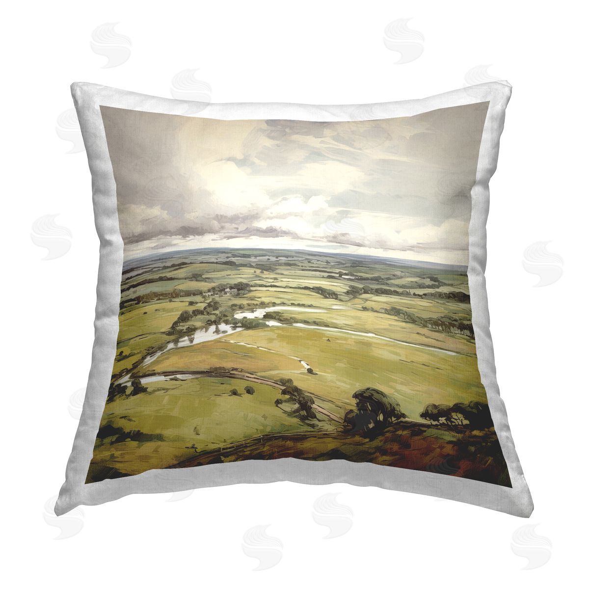 Raymond Powers Rural Tributaries Overlook Printed Plush Polyester Throw Pillow