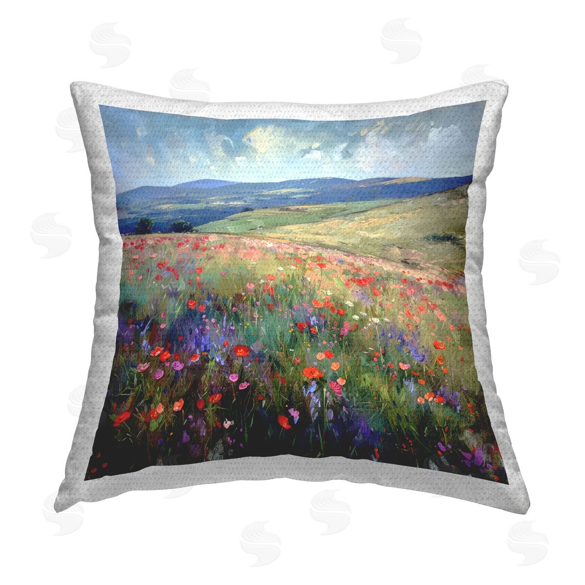 Raymond Powers Rolling Meadow Flowers Outdoor Quick-Dry Polyester Printed Throw Pillow
