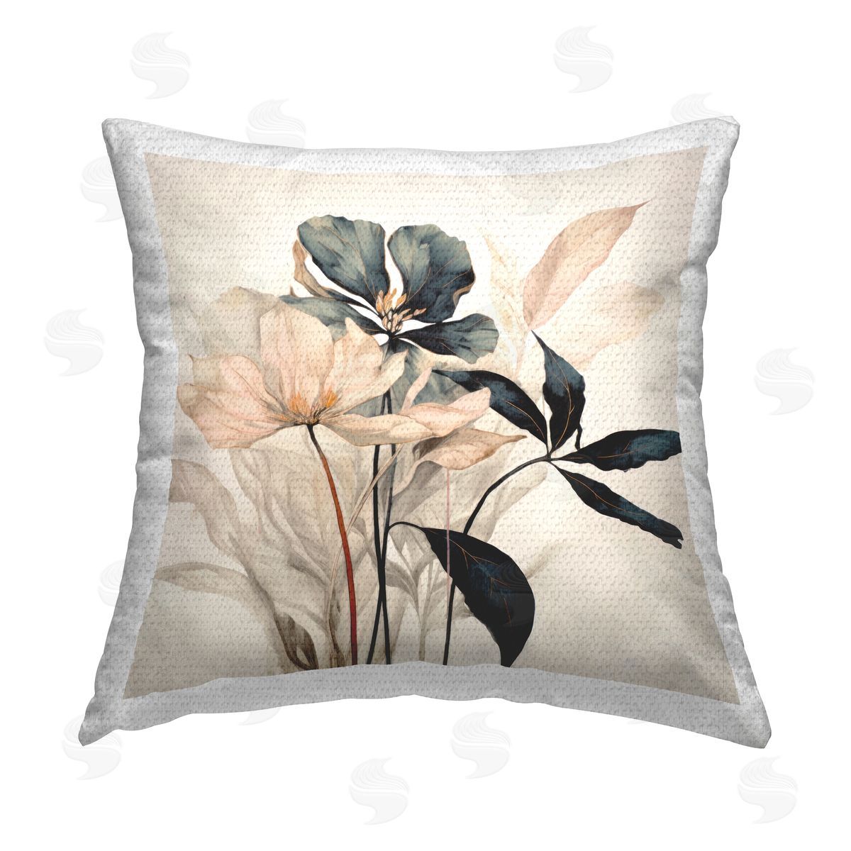 Lazar Studio Lovely Muted Blooms Outdoor Quick-Dry Polyester Printed Throw Pillow