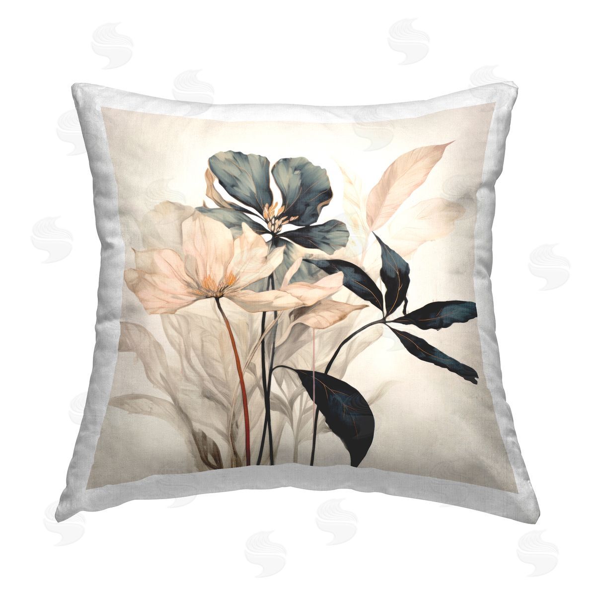 Lazar Studio Lovely Muted Blooms Printed Plush Polyester Throw Pillow