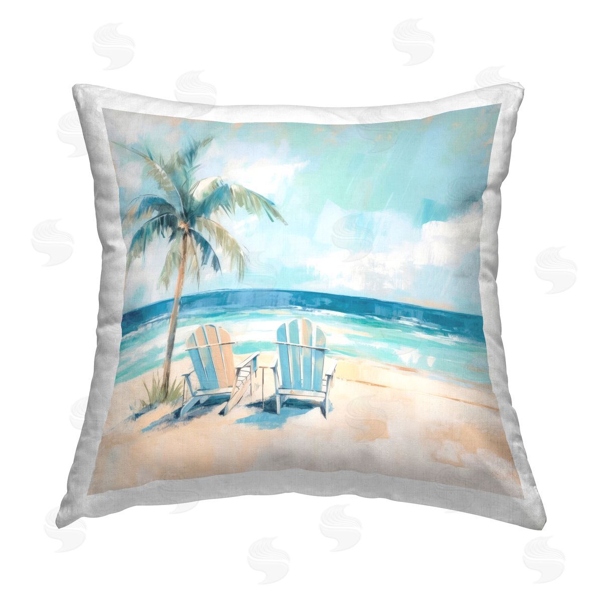 Irena Orlov Sunny Tropical Beach View Printed Plush Polyester Throw Pillow