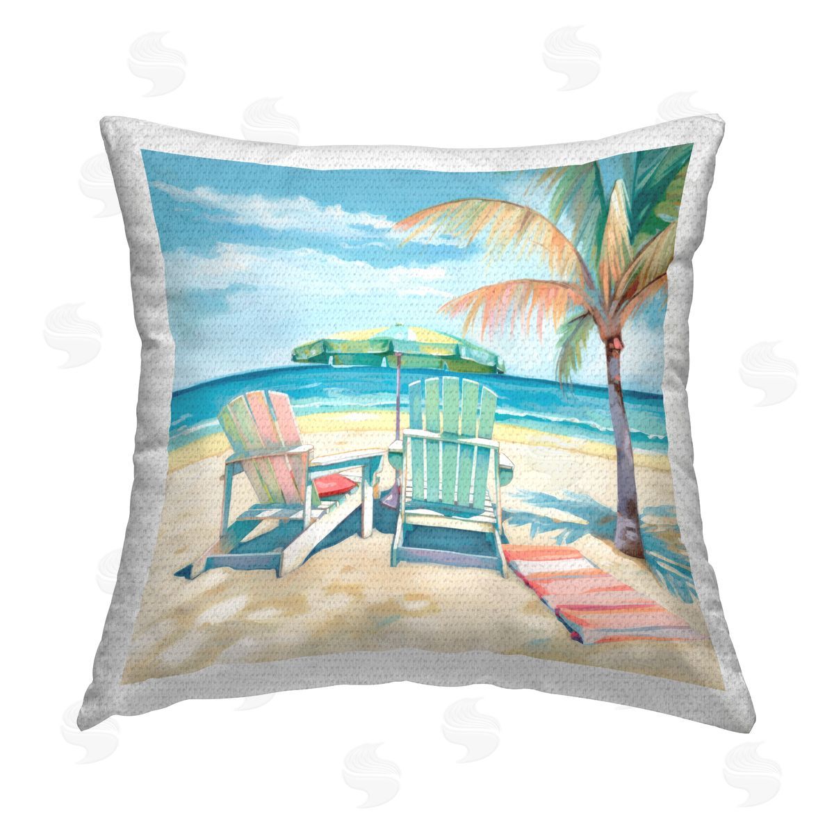 Irena Orlov Sunny Summer Beach Outdoor Quick-Dry Polyester Printed Throw Pillow