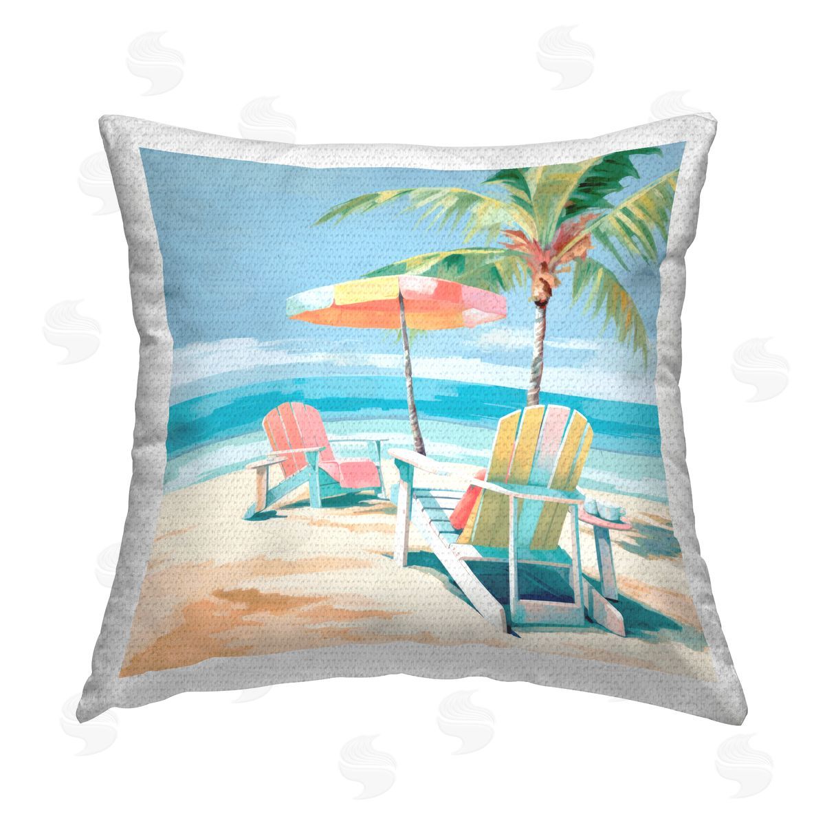 Irena Orlov Relaxing Summer Shore View Outdoor Quick-Dry Polyester Printed Throw Pillow