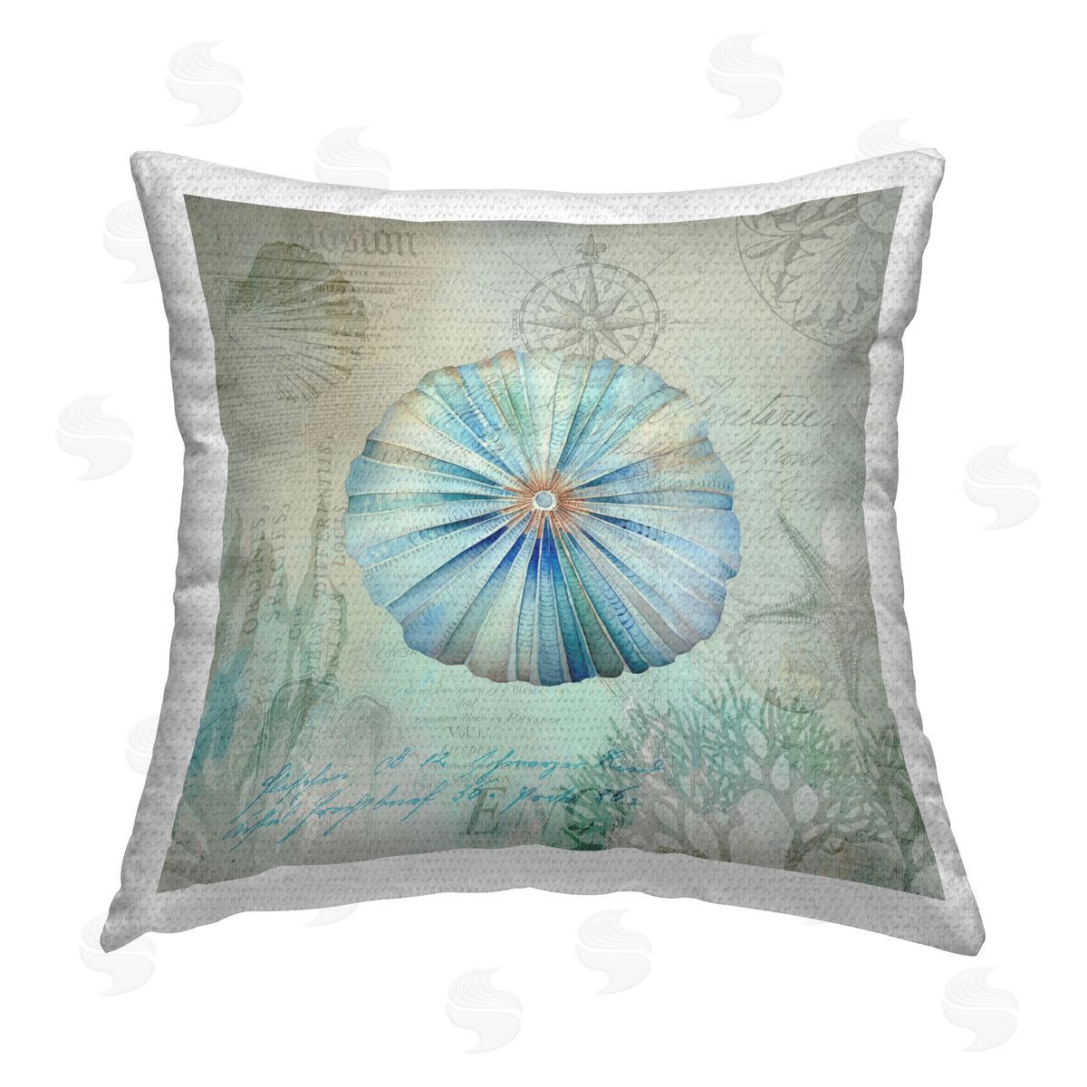 Andrea Haase Vintage Nautical Sea Urchin Outdoor Quick-Dry Polyester Printed Throw Pillow