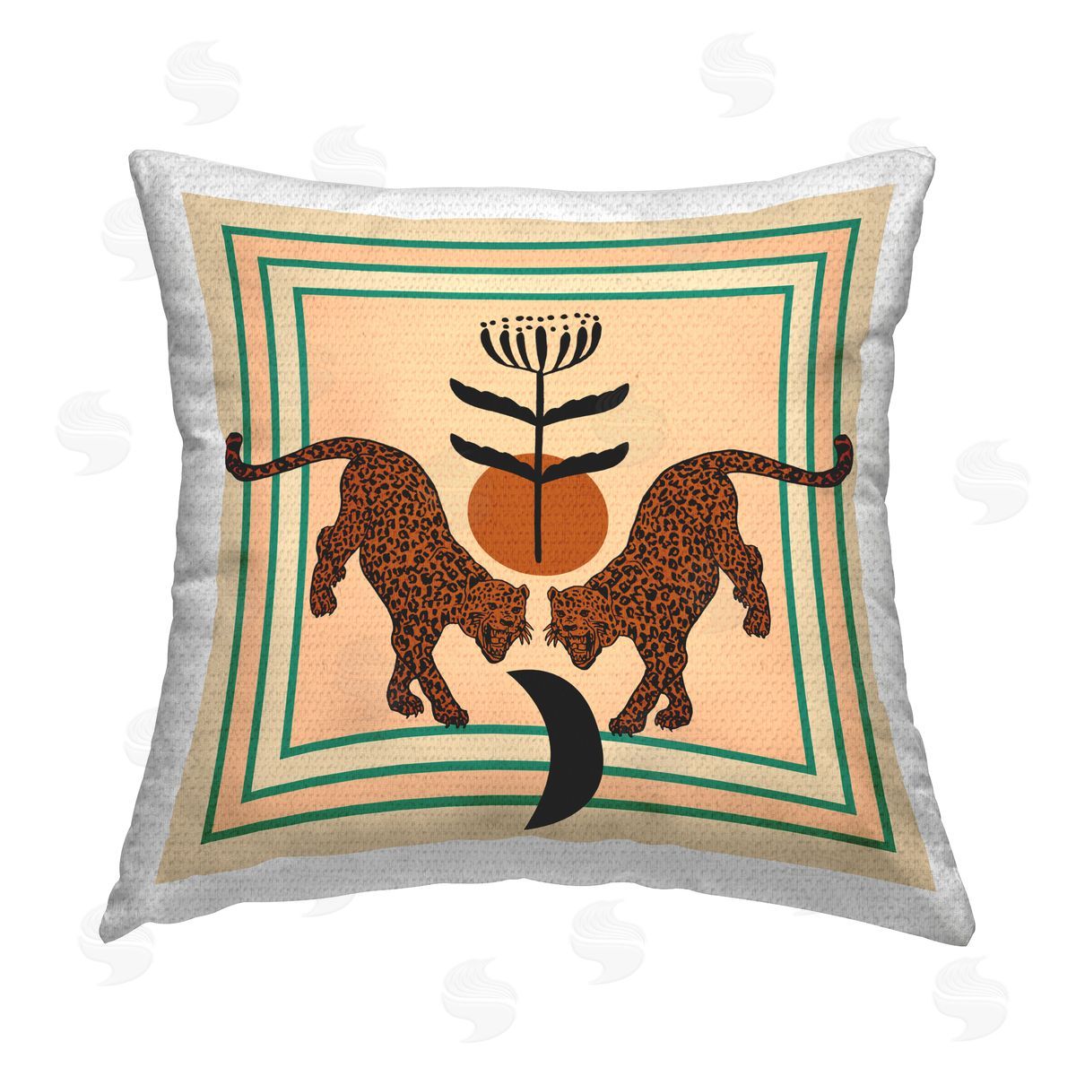 Melissa Wang Symmetrical Tropical Leopards Outdoor Quick-Dry Polyester Printed Throw Pillow
