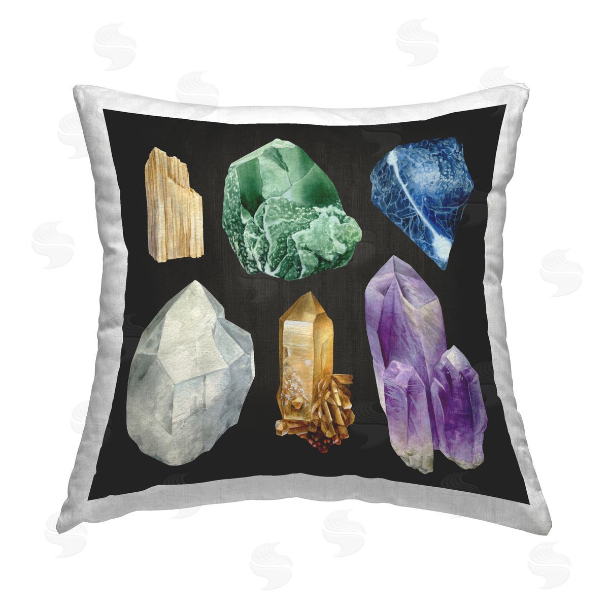 Grace Popp Natural Varied Gemstones Printed Plush Polyester Throw Pillow