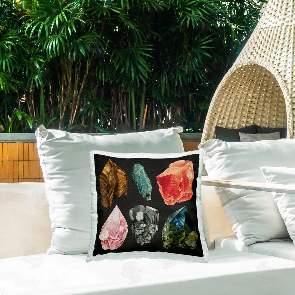 Grace Popp Natural Crystal Gems Outdoor Quick-Dry Polyester Printed Throw Pillow in Back Yard