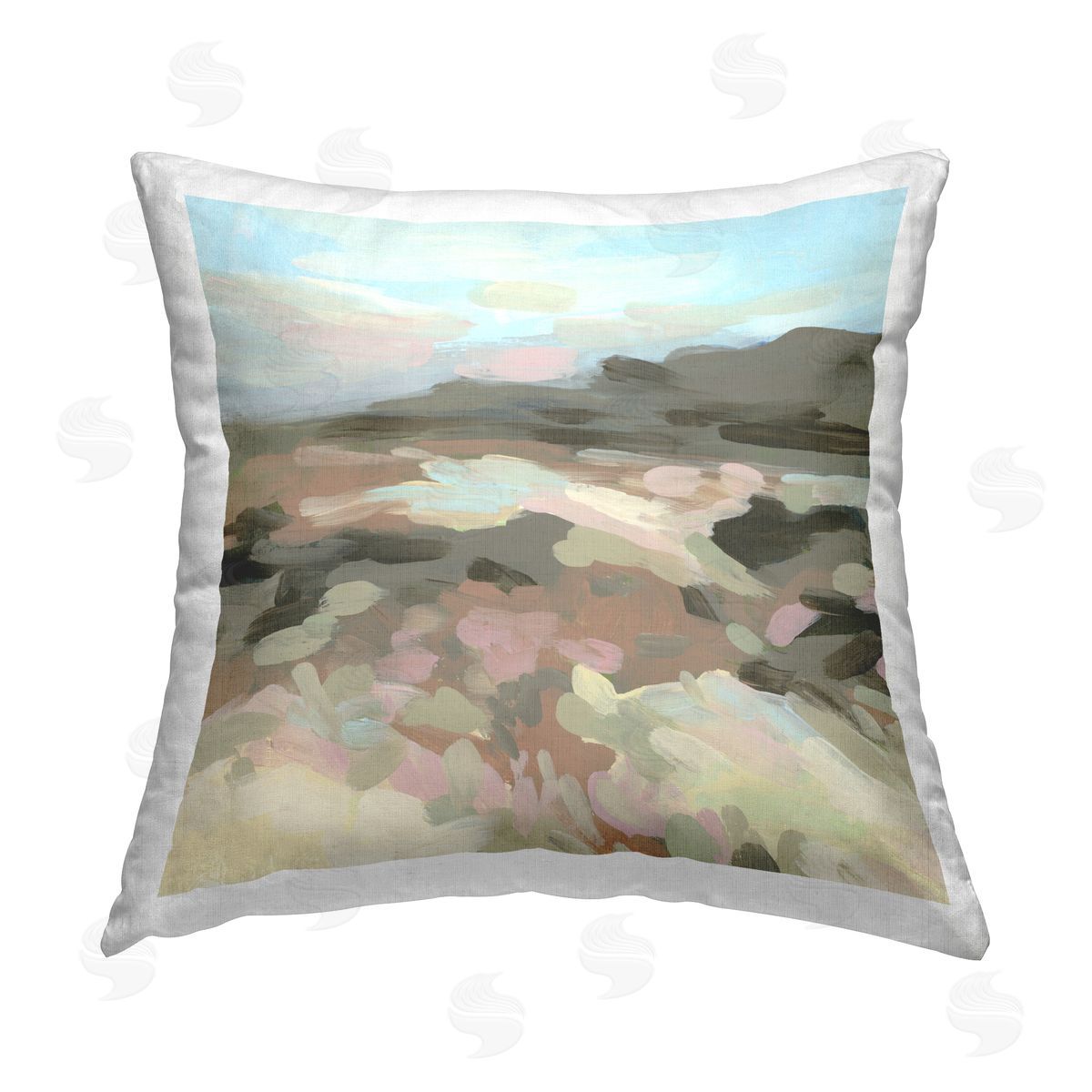 June Erica Vess Modern Brushed Landscape Printed Plush Polyester Throw Pillow