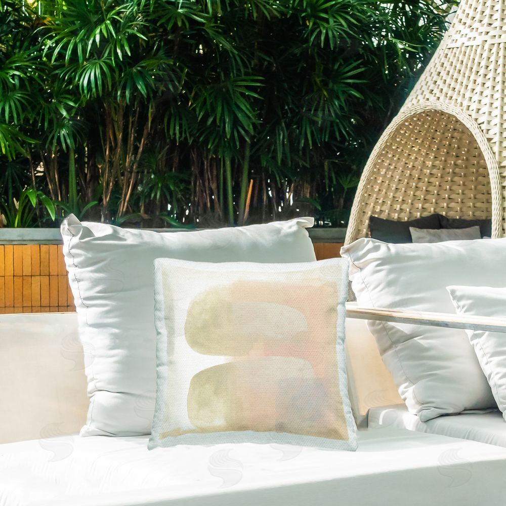 June Erica Vess Centric Neutral Shapes Outdoor Quick-Dry Polyester Printed Throw Pillow in Back Yard