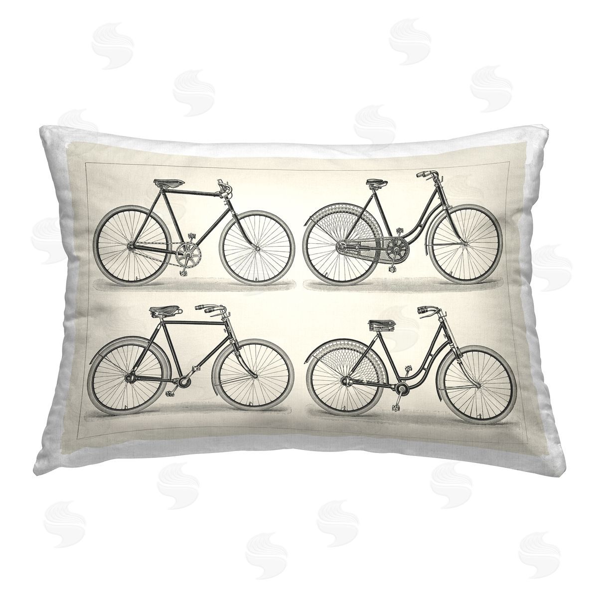 Vision Studio Four Antique Bicycles Printed Plush Polyester Throw Pillow