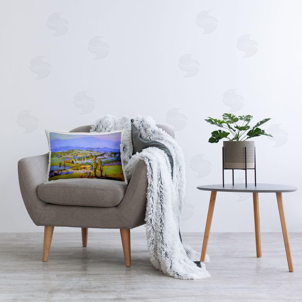 Dorothy Fagan Classic Countryside Mountains Printed Plush Polyester Throw Pillow On Chair