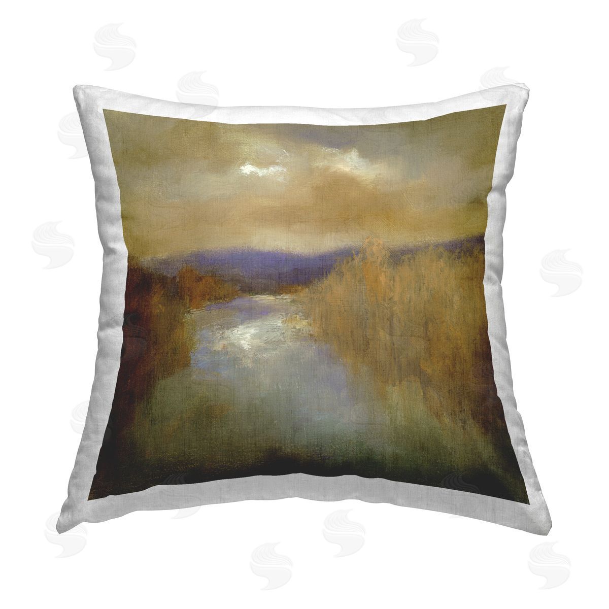 Sheila Finch Moody Shadowed River Printed Plush Polyester Throw Pillow