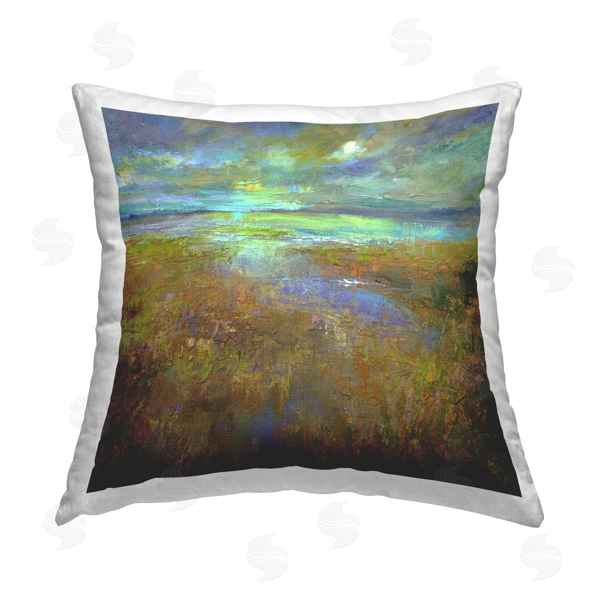 Sheila Finch Abstract Stream View Printed Plush Polyester Throw Pillow
