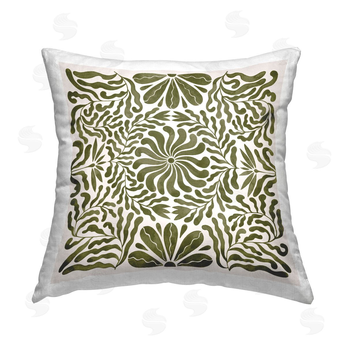 Grace Popp Symmetric Flower Pattern Printed Plush Polyester Throw Pillow
