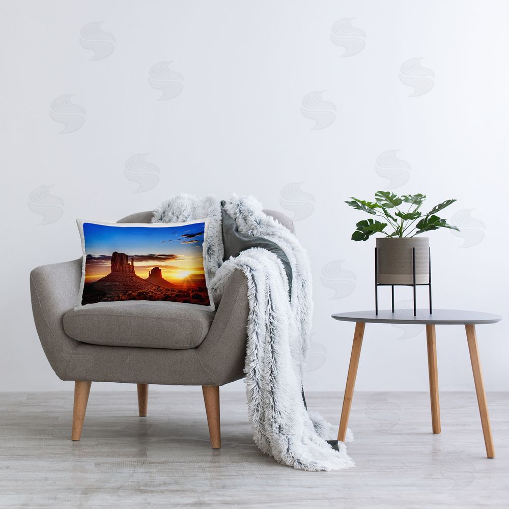 David Drost Sunlit Canyon Buttes Printed Plush Polyester Throw Pillow On Chair