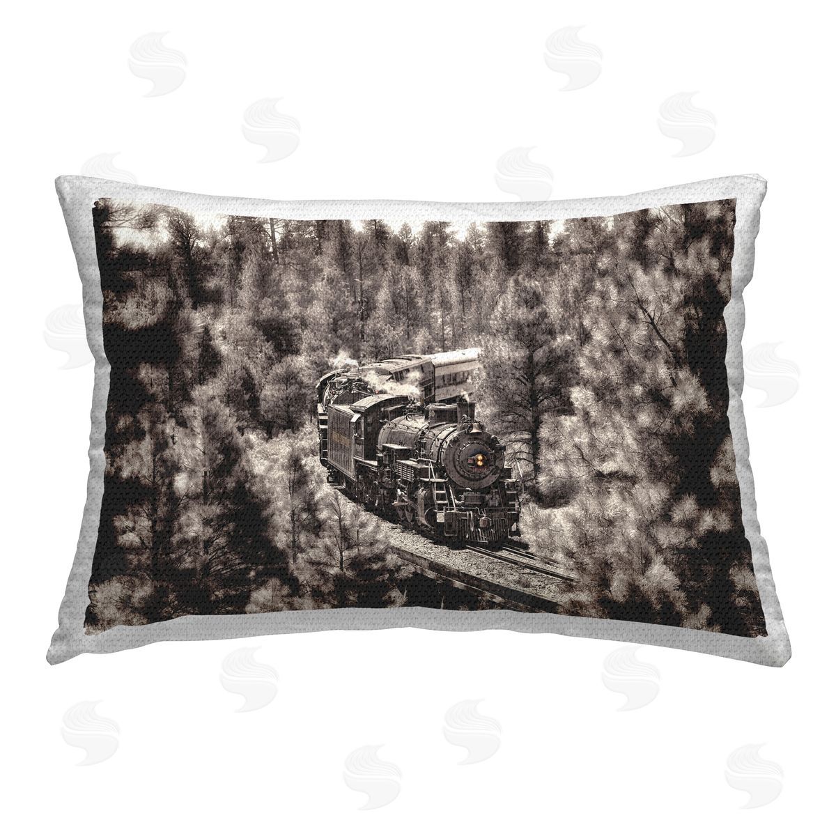 David Drost Train on Curving Path Outdoor Quick-Dry Polyester Printed Throw Pillow