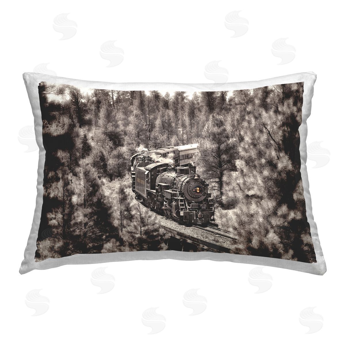 David Drost Train on Curving Path Printed Plush Polyester Throw Pillow