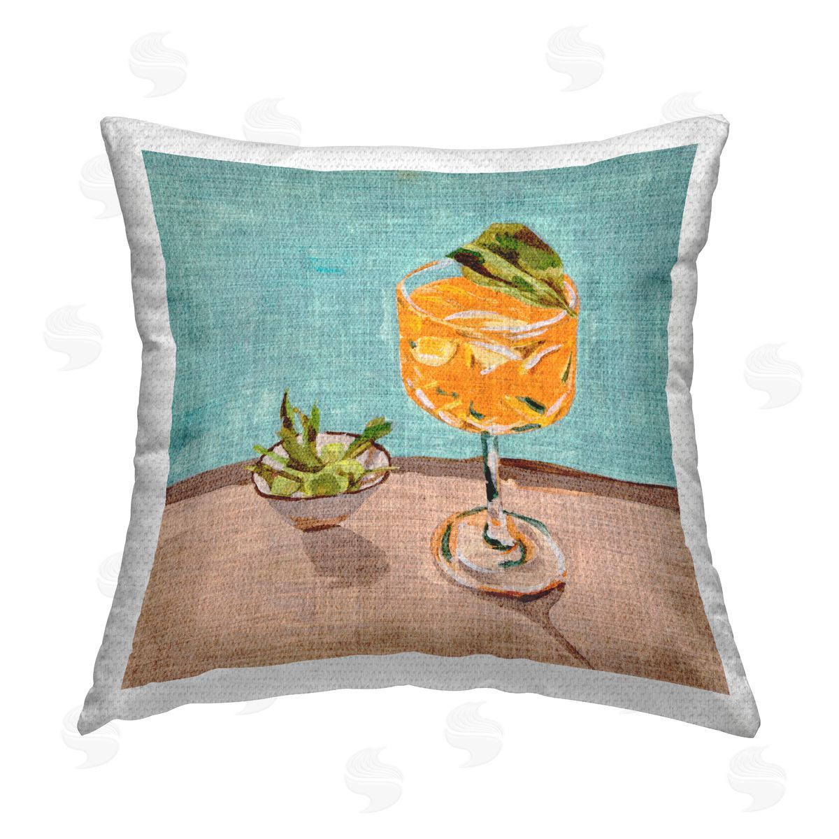 Melissa Wang Orange Cocktails Still Life Outdoor Quick-Dry Polyester Printed Throw Pillow