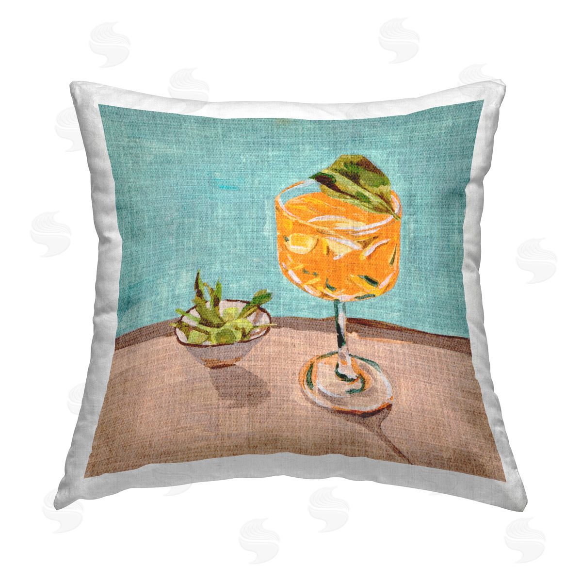 Melissa Wang Orange Cocktails Still Life Printed Plush Polyester Throw Pillow