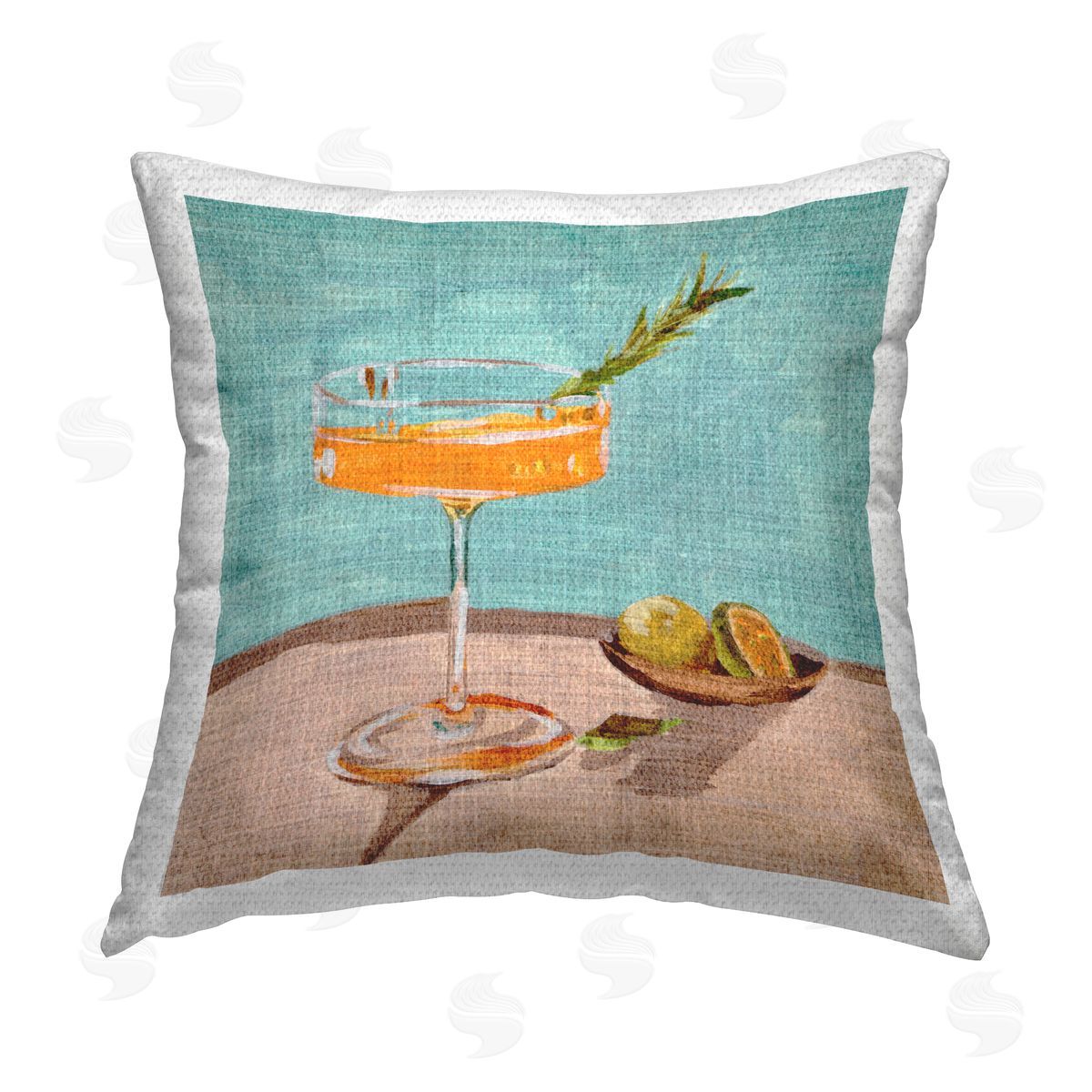 Melissa Wang Bright Cocktail Glass Outdoor Quick-Dry Polyester Printed Throw Pillow