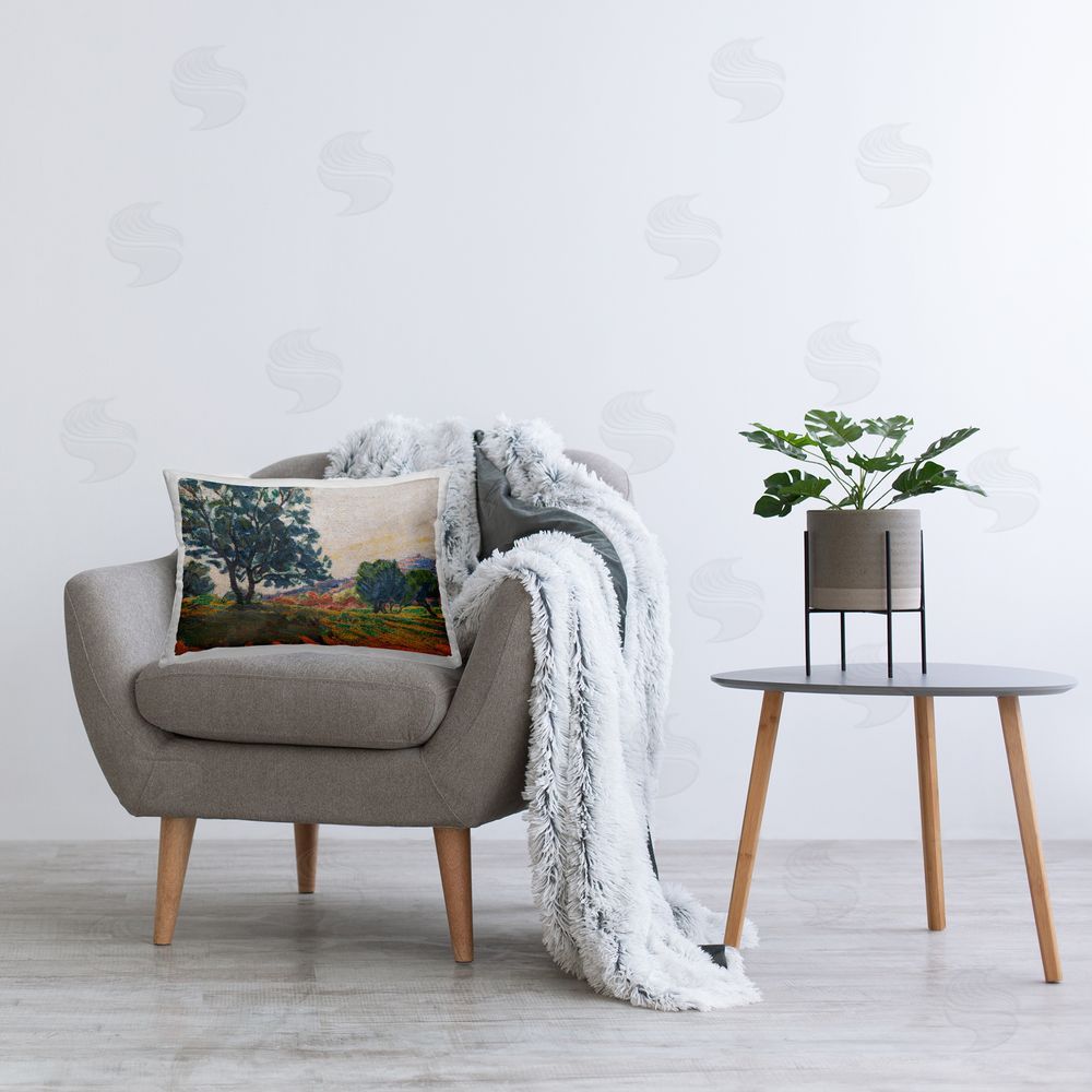 Niels Larsen Stevns Tree in Shadow Printed Plush Polyester Throw Pillow On Chair