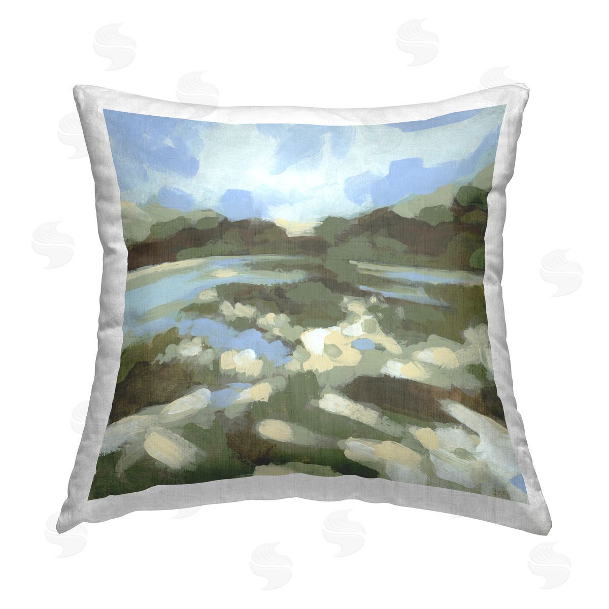 June Erica Vess Fluid Landscape Impression Printed Plush Polyester Throw Pillow
