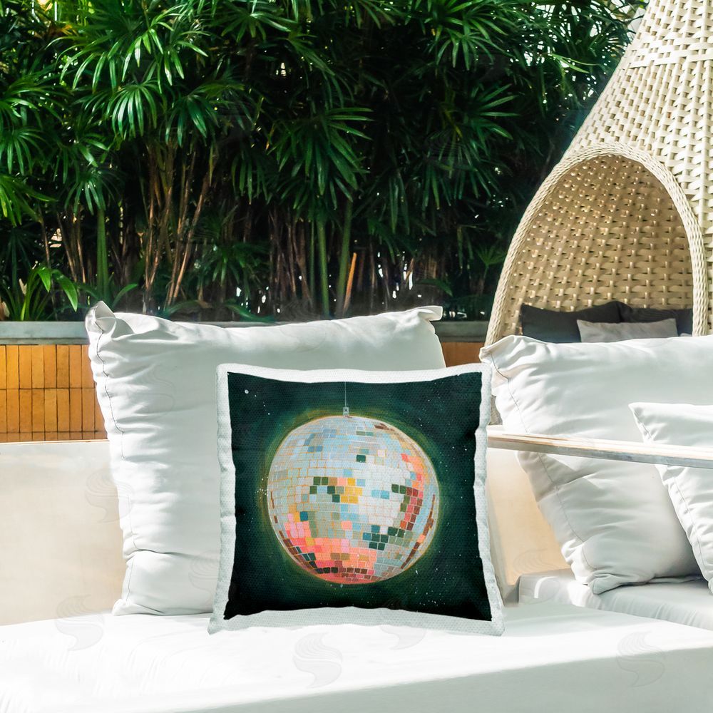Grace Popp Pastel Disco Ball Outdoor Quick-Dry Polyester Printed Throw Pillow in Back Yard