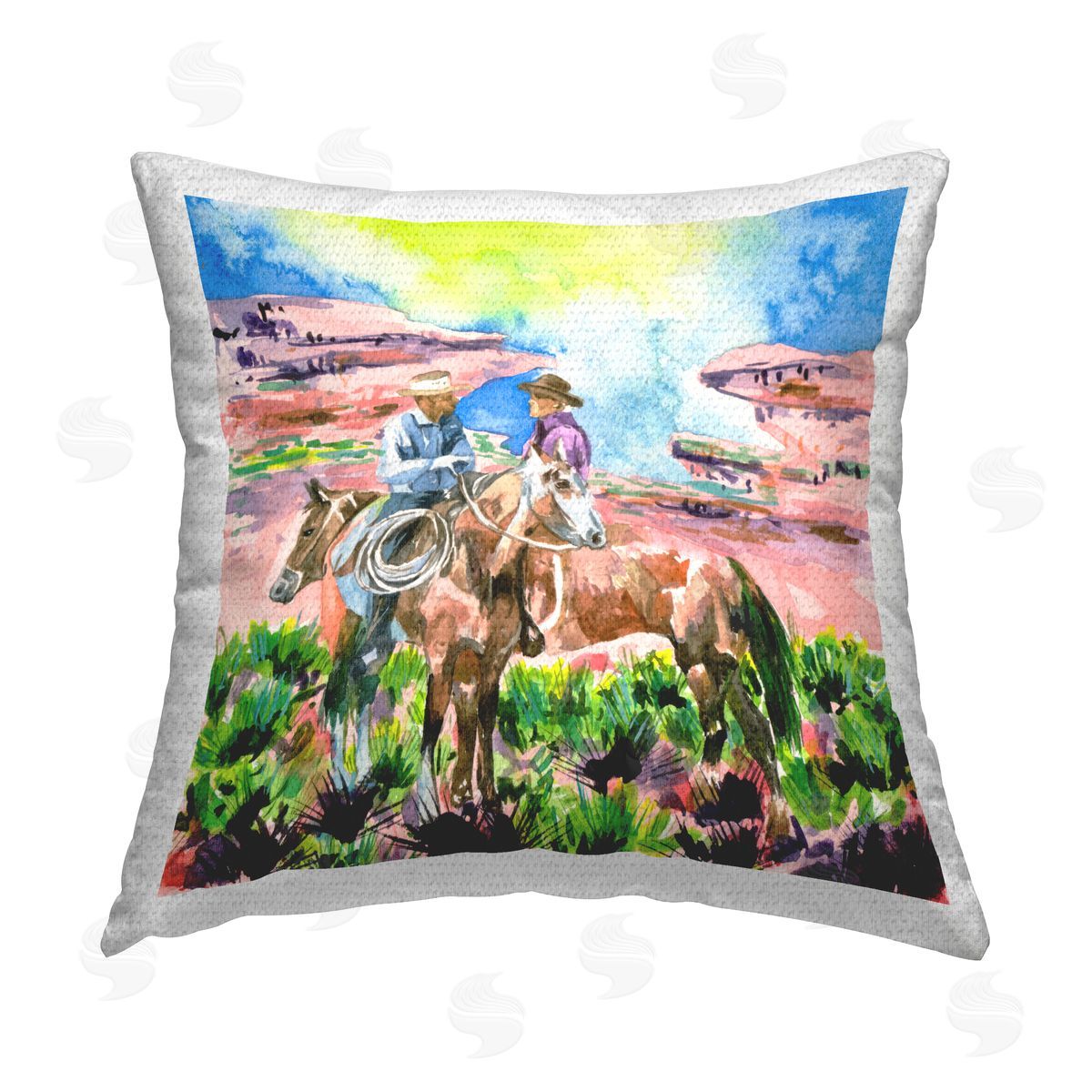 Melissa Wang Cowboy Duo in Canyon Outdoor Quick-Dry Polyester Printed Throw Pillow