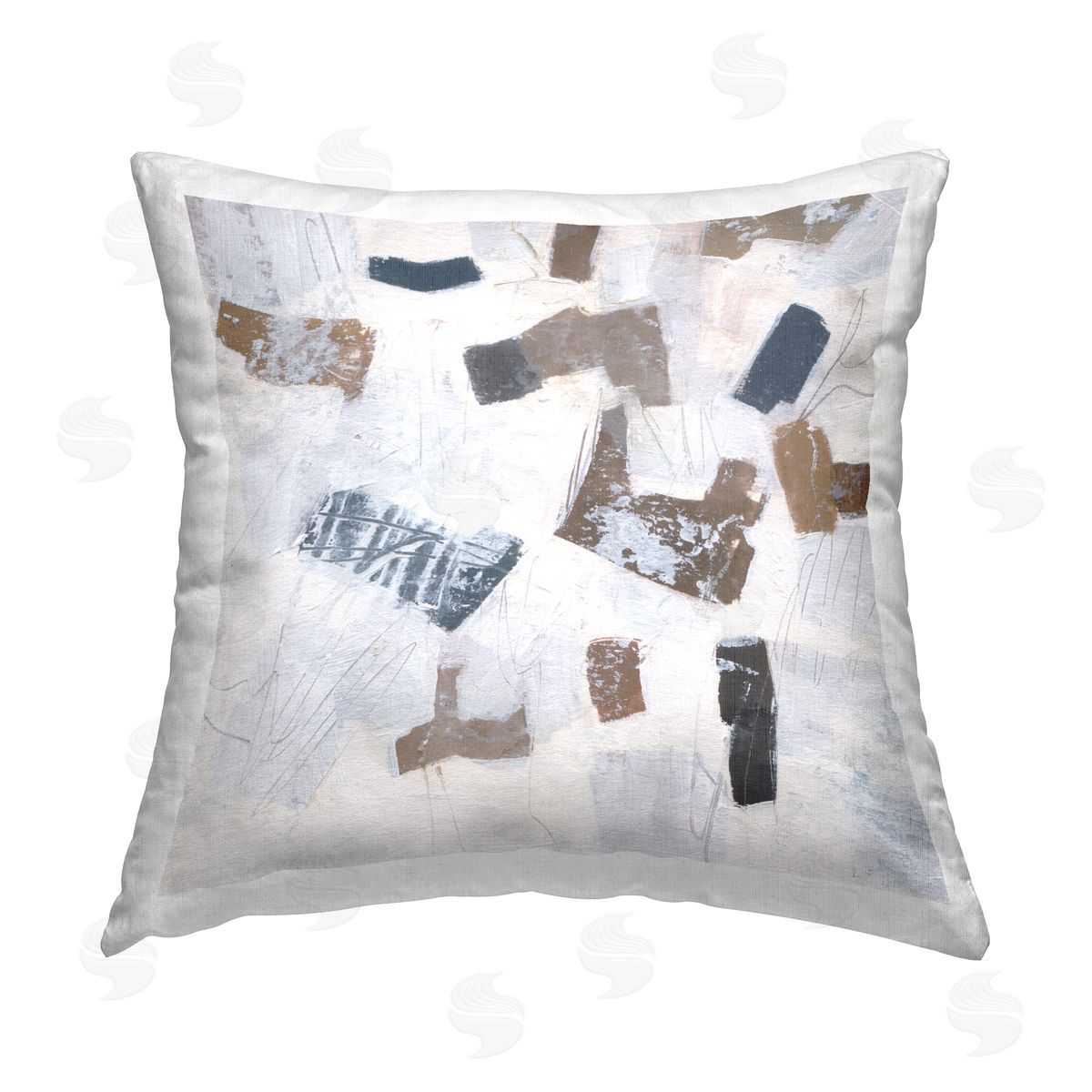 Melissa Wang Rustic Abstract Forms Printed Plush Polyester Throw Pillow