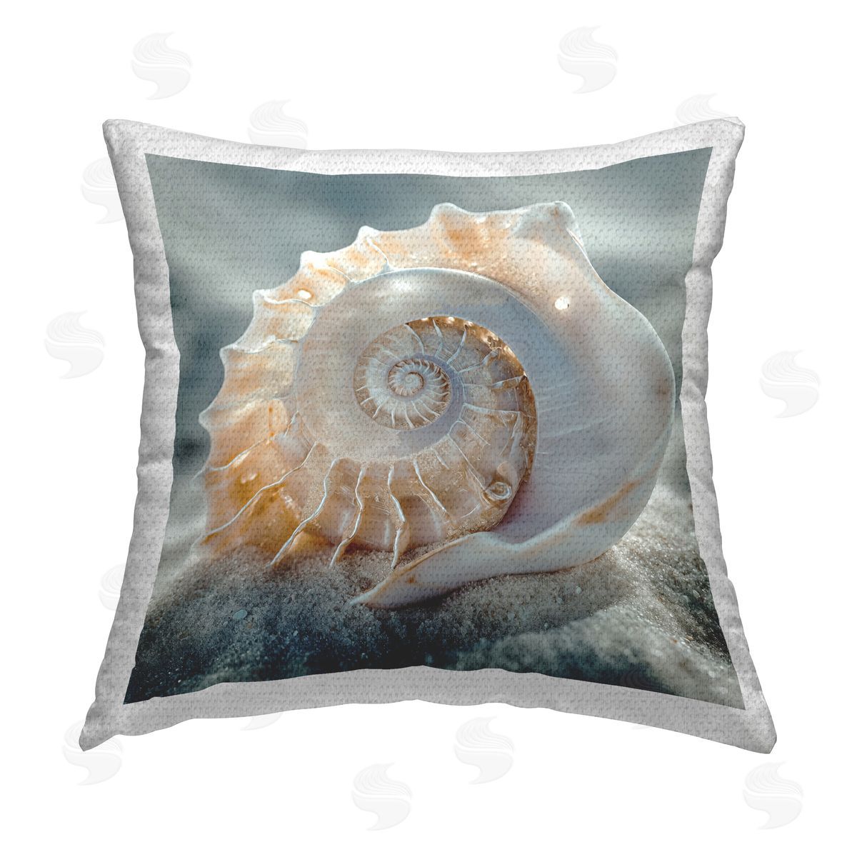 Steve Hunziker Detailed Seashell on Sand Outdoor Quick-Dry Polyester Printed Throw Pillow