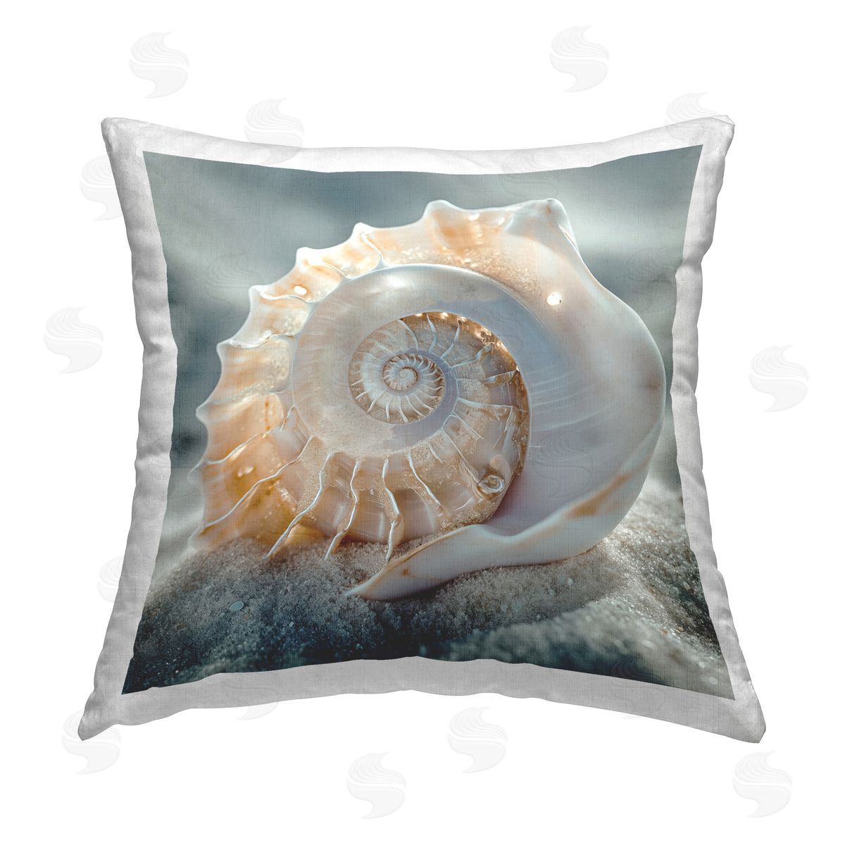 Steve Hunziker Detailed Seashell on Sand Printed Plush Polyester Throw Pillow